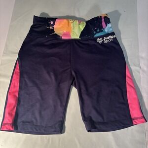 Girls justice v crossover bike shorts size‎ 12/14 Navy rainbow